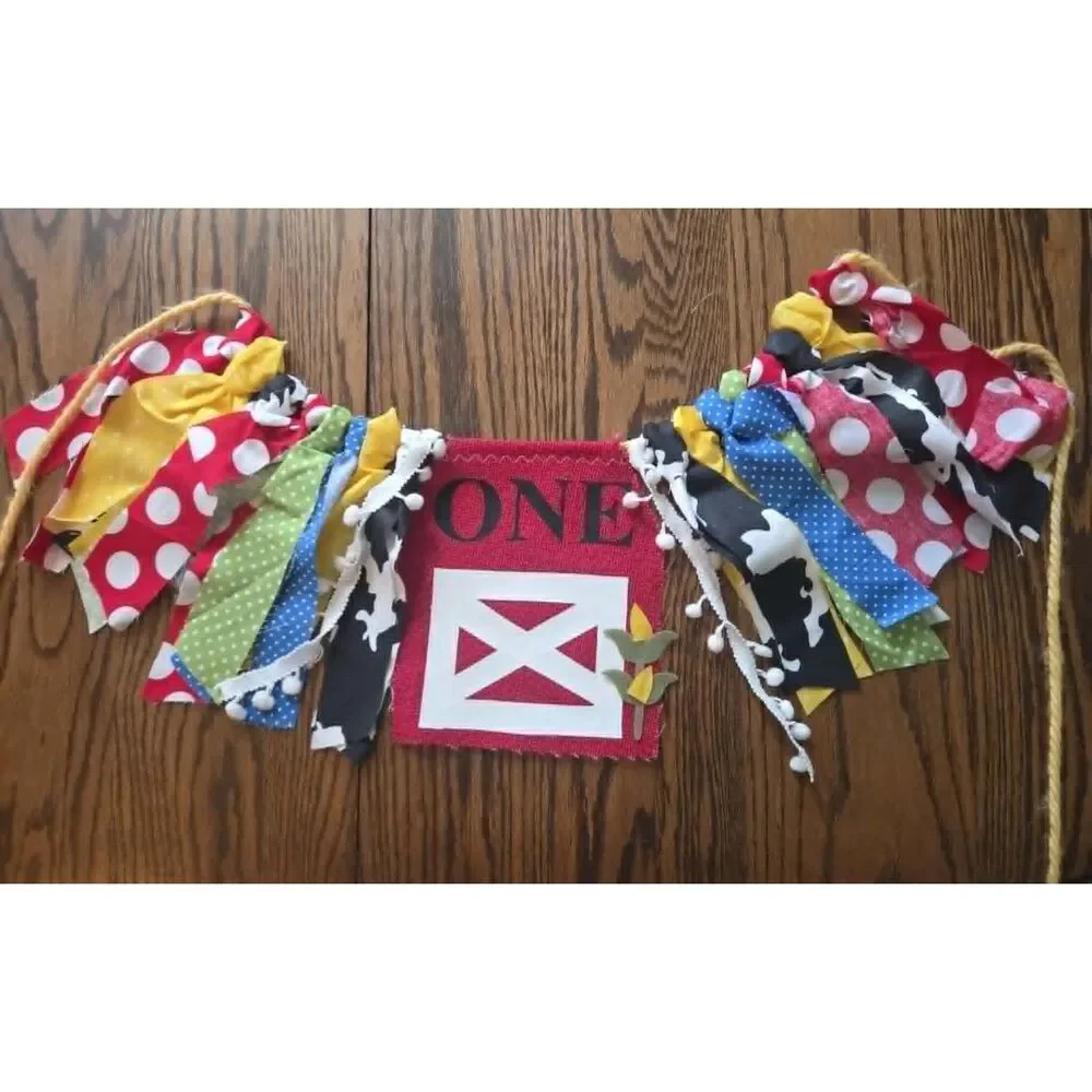 Etsy Farm Barn 1st Birthday High Chair Banner | ONE | Highchair | Barnyard